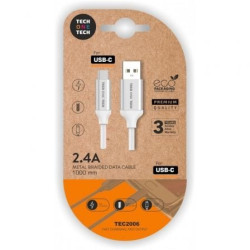 Cable USB 2.0 Tech One Tech TEC2006/ USB Tipo-C Macho - USB Macho/ 480Mbps/ 1m/ Blanco - TEC2006