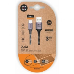 Cable USB 2.0 Tipo-C Tech One Tech TEC2023/ USB Tipo-C Macho - USB Macho/ 2m/ Gris - TEC2023