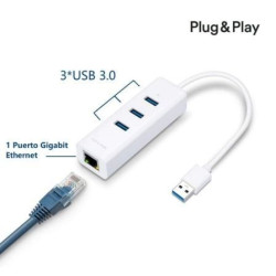 Hub USB 3.0 TP-Link UE330/ 3xUSB/ 1xRJ45/ Blanco - UE330