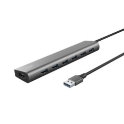Hub USB 3.2 Gen1 Trust Halyx/ 7xUSB/ 1xUSB-C/ Gris - 24967