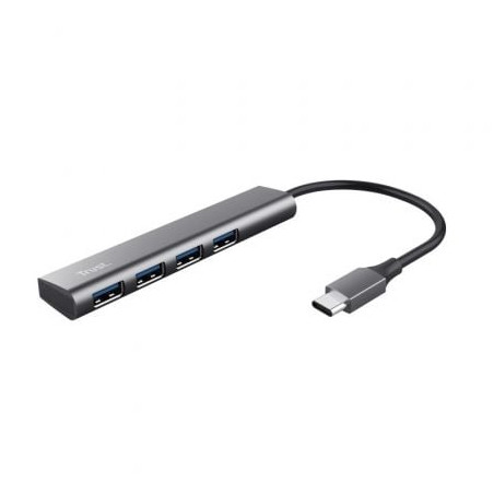 Hub USB Tipo-C Trust Halyx/ 4xUSB/ Gris - 24948