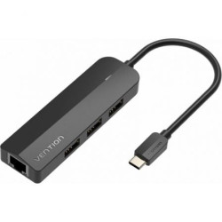 Hub USB Tipo-C Vention TGOBB/ 3xUSB/ 1xRJ45/ 1x Micro B PD - TGOBB