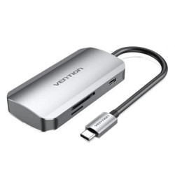 Docking USB Tipo-C Vention TNHHB/ 3xUSB/ 1xUSB Tipo-C PD/ 1xLector Tarjetas SD y MicroSD/ Gris - TNHHB