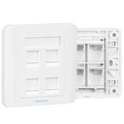 Placa de Pared Tipo 86 Vention IFFW0/ 4 Puertos RJ45 - IFFW0