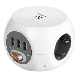 Ewent EW3939 REGLETA CUBO 3 TOMAS/3 USB BLANCO - AELREG0079