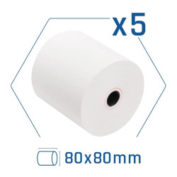iggual Pack 5 rollos papel térmico sin BPA 80X80mm - CCIPAP0129