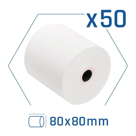 Pack 50 rollos papel térmico sin BPA 80X80mm - CCIPAP0139