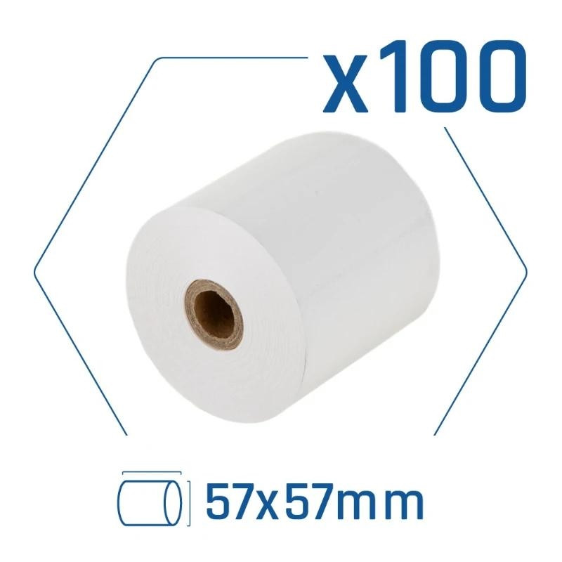 Pack 100 rollos papel térmico sin BPA 57X57mm - CCIPAP0142