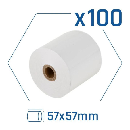 Pack 100 rollos papel térmico sin BPA 57X57mm - CCIPAP0142