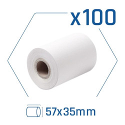 Pack 100 rollos papel térmico datáfono 57x35 mm - CCIPAP0144