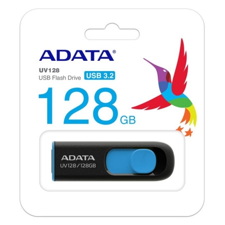 ADATA Lapiz Usb UV128 128GB USB 3.2 Negro/Azul - FAELAP0648