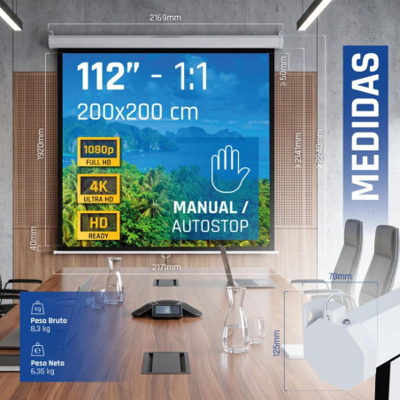 iggual Pantalla manual 1:1 112" 200x200 cm - MPRPAY0045