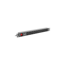 REGLETA LANBERG 1U 10A RACK 19 10X SOCKET NEGRO 2M - PDU-10I-0200-IEC-BK