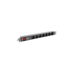 REGLETA LANBERG 1U 16A RACK 19 7X SOCKET NEGRO 2M - PDU-07F-0200-BK
