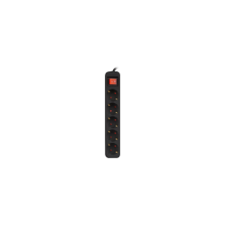 REGLETA LANBERG 5 TOMAS SCHUKO CON PROTECION NEGRA 1.5M - PS1-05F-0150-BK