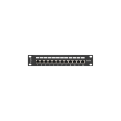 PATCH PANEL LANBERG 12 PUERTOS 1U 10" CAT.5E BLINDADO NEGRO - PPF5-9012-B