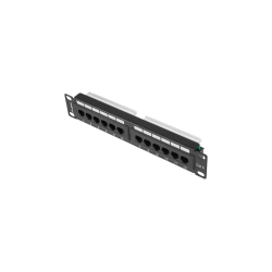 PATCH PANEL LANBERG 12 PUERTOS 1U 10" CAT.6 NEGRO - PPU6-9012-B