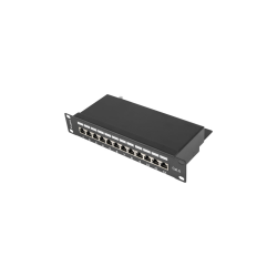 PATCH PANEL LANBERG 12 PUERTOS 1U 10" CAT.6 BLINDADO NEGRO - PPF6-9012-B
