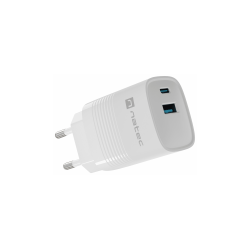 CARGADOR NATEC RIBERA GAN 30W PD3.0 QC3.0 1XUSB-A + 1XUSB-C BLANCO - NUC-2140