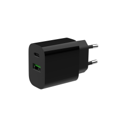 CARGADOR RAPIDO USB GEMBIRD DE 2 PUERTOS Y 20 W, NEGRO - TA-UC-PDQC20-01-BK