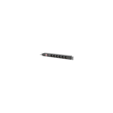 REGLETA LANBERG 1U 16A RACK 19 6X SOCKET SCHUKO NEGRO 2M - PDU-06F-0200-BK