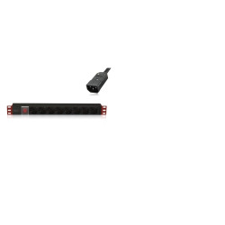 Phasak - Regleta 19" de 8 tomas schuko con interruptor conexión C14 2m negro - BNS 3536