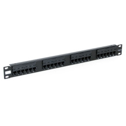 Phasak - Panel de parcheo 19" CAt.6 UTP RJ45 LSA 24P 1U negro - PU 2422