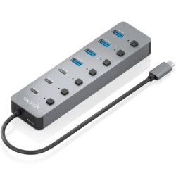 Hub USB Tipo-C 3.2 Aisens ASUC-8P044-GR/ 4xUSB/ 3xUSB Tipo-C/ 1xUSB Tipo-C PD/ Gris - ASUC-8P044-GR