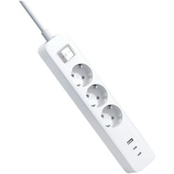 Regleta con Interruptor Xiaomi 20W Power Strip/ 3 Tomas de Corriente/ 1 USB/ 2 USB Tipo-C/ Cable 1.4m/ Blanca - XMCXB01EU