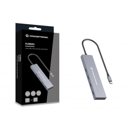 CONCEPTRONIC HUB USB 3.2  HUBBIES14G 4 PUERTOS USB-C 100W PD CARCASA DE ALUMINIO - HUBBIES14G