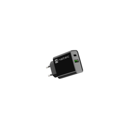 CARGADOR NATEC RIBERA 20W 1XUSB-A + 1XUSB-C PD3.0 QC3.0 NEGRO - NUC-2062
