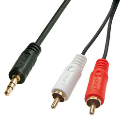 LINDY Audiokabel RCA 3.5mm/1m 2xRCA/3.5mm m/m vergoldet - 4002888356800