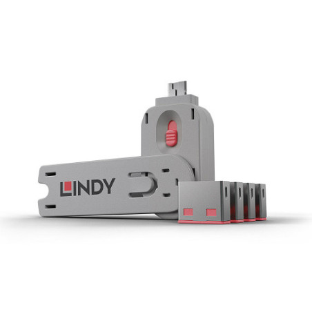 LINDY USB Typ A Portschlösser 4xPink mit Schlüssel - 4002888404501