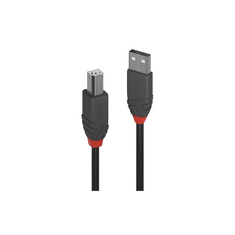 Lindy 36677 cable USB USB 2.0 10 m USB A USB B Negro, Gris, Rojo - 36677