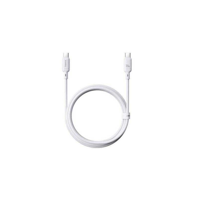 OS-BASEUS SILKY SERIES FAST CHARGING CABLE TYPE-C TO TYPE-C 100W 1M MOON WHITE - P10377704213-00