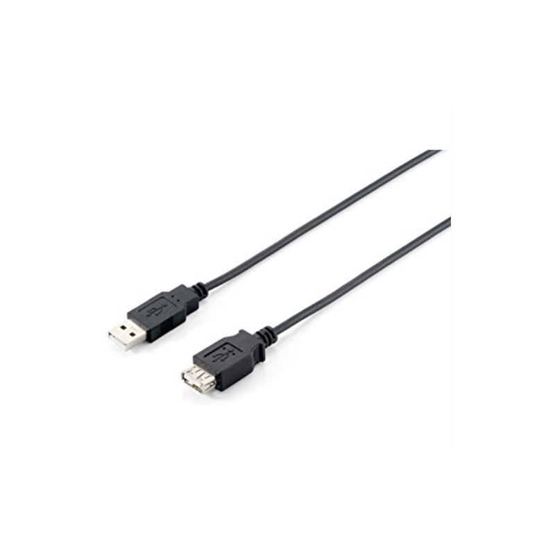 Equip - Cable Alargador USB USB/A/H a USB/A/M - 5m - Negro - 128852