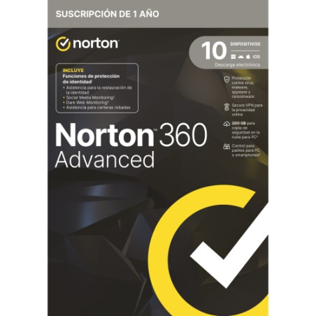 ÷ Norton 360 advanced 200gb 1 user 10 device 1 a?o  **l. electr?nica - 21468805