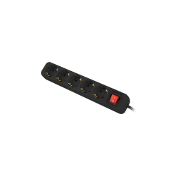 REGLETA LANBERG 5 TOMAS SCHUKO CON PROTECION NEGRA 3M - PS1-05F-0300-BK