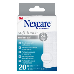 Nexcare Universal Soft Touch Pack de 20 Apositos Surtidos - Transpirable - Tacto Agradable - Color Blanco - 7100227107