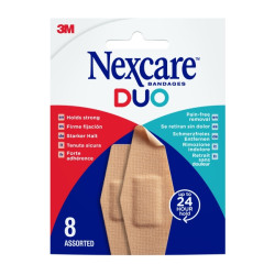Nexcare Duo Pack de 8 Apositos Surtidos - Retirada Sin Dolor - Resistente al Agua - Transpirable - Color Piel - 7100260546