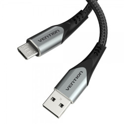 Vention Cable USB 2.0 Macho a MicroUSB Macho 60W 480Mbps - 0.25m - Color Gris - COAHC