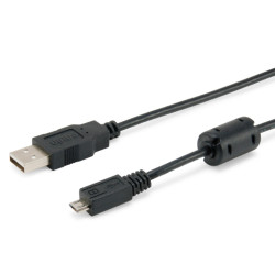 Cable usb 2.0 equip tipo a -  micro usb tipo b 1.8m con ferrita - 128551