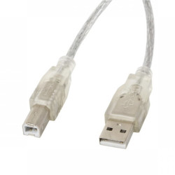 Cable usb tipo b a usb 2.0 tipo a lanberg 1.8m - macho -  macho - transparente - CA-USBA-12CC-0018-TR