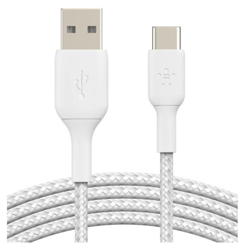 Cable usb tipo c a usb tipo a belkin 3m -  macho - macho -  blanco -  trenzado - CAB002BT3MWH