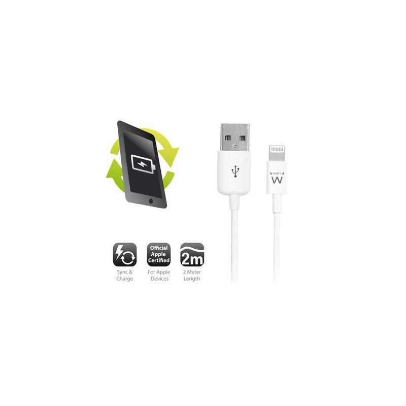CABLE USB EWENT LIGHTNING- USB-A 2.0M BLANCO - EW9902