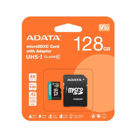ADATA microSDXC/SDHC UHS-I U3 128GB c/adapt - AUSDX128GUI3V30SA2