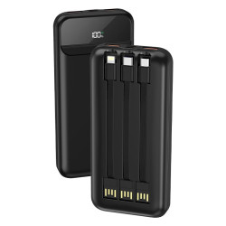 Batería Externa Universal Power Bank 10.000 mAh Carga Rápida 22.5W (3 cables) Negro - 8434847069623