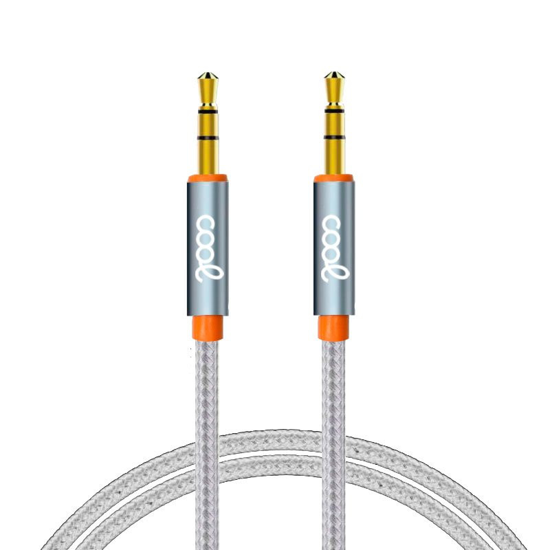 Cable Jack 3.5 mm a Jack 3.5 mm COOL Audio-Audio Nylon Plateado (1m) - 8434847034317