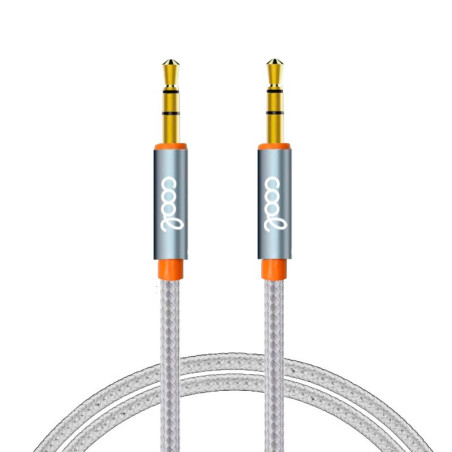 Cable Jack 3.5 mm a Jack 3.5 mm COOL Audio-Audio Nylon Plateado (1m) - 8434847034317