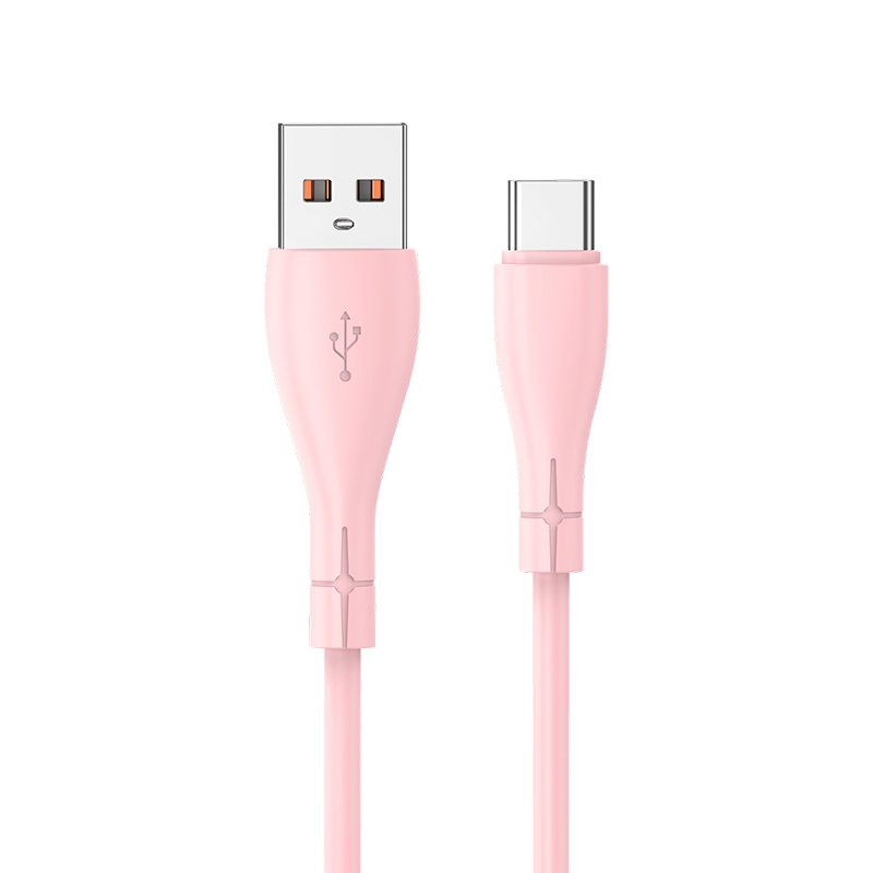 Cable USB COOL Silicona Universal Tipo C (1 metro) Rosa - 8434847074481